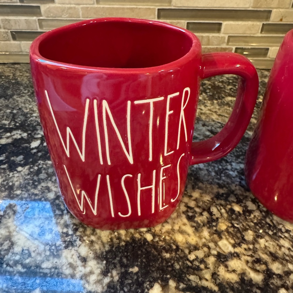 Rae Dunn Red Ceramic Winter Wishes Mug